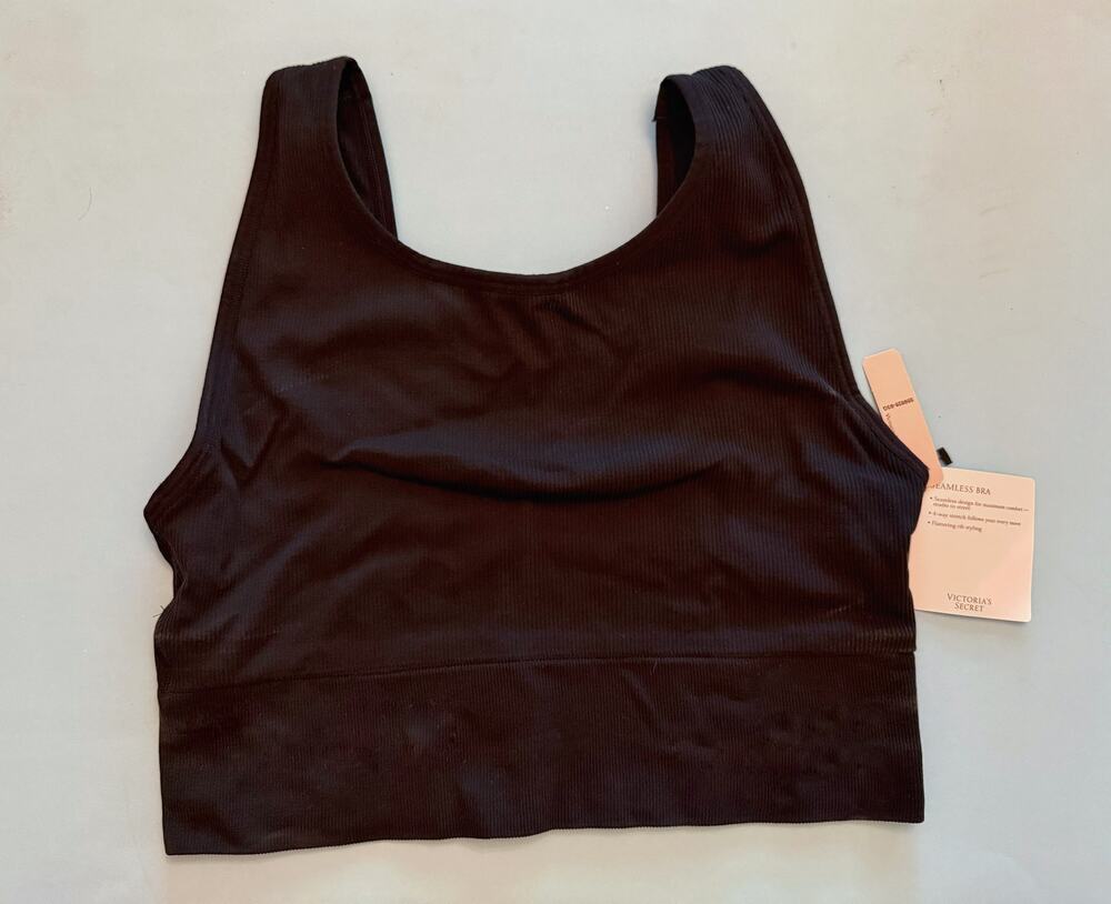 NWT Victoria’s Secret Black Ribbed Seamless Bra Size XL